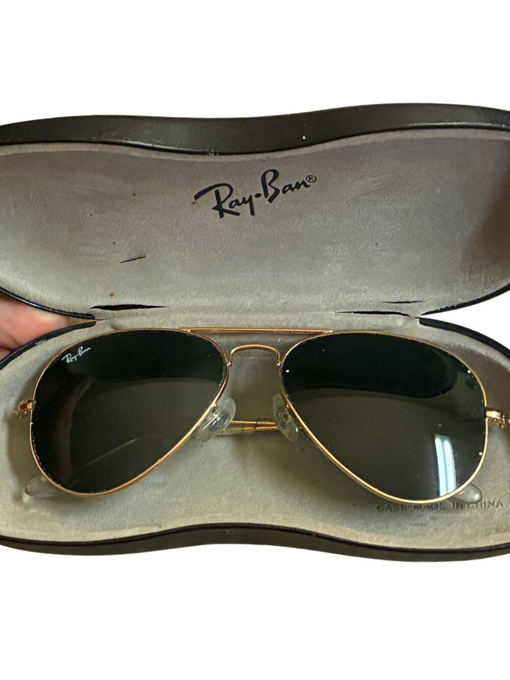 Ray-Ban RB3044 Aviator Small Sunglasses | Arista Gold & G-15 Green Glass with Ha